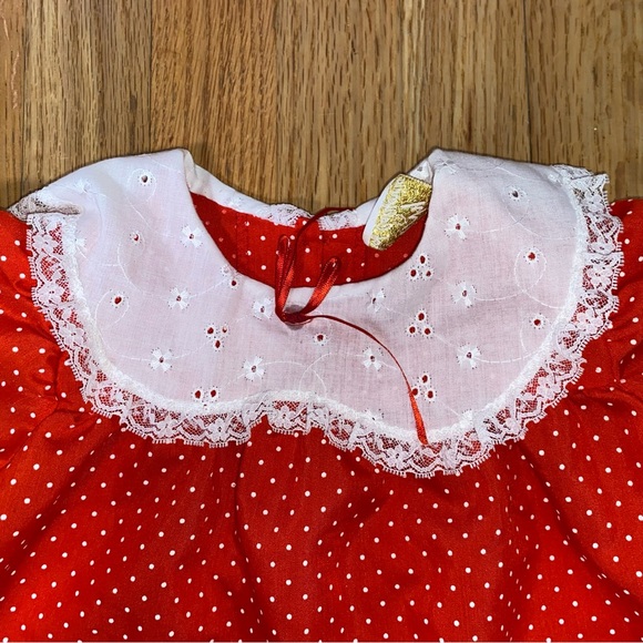 EVY of CALIFORNIA - VTG - Red/White Polka-dotted Smock/Swing Top/Shirt POCKETS - Picture 3 of 7